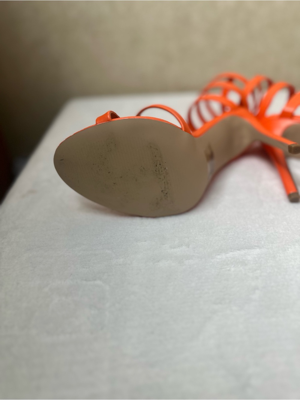 Shoe Dazzle Orange Spiral-Strap Heeled Sandals - Picture 13 of 16